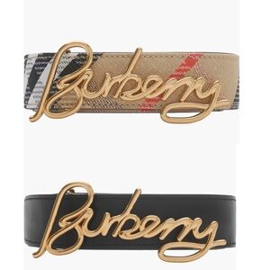 Burberry Signature Buckle Reversible Belt SAND CHECK/ BLACK, Size Small NWT